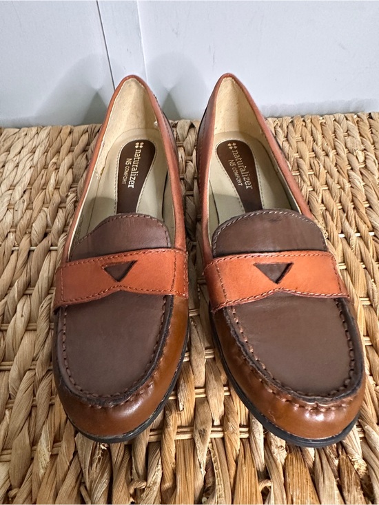 Naturalizer Shoes - Naturalizer Two-Tone Brown & Cognac Leather Penny Loafers